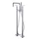 preview thumbnail 1 of 12, 33" H Solid Brass Floor Mounted Freestanding Tub Faucet with Hand Shower and Diverter Chrome/White