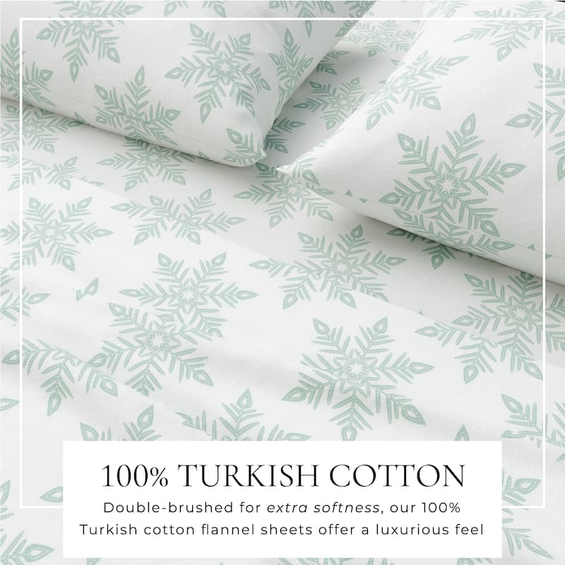 Linery & Co. Turkish Cotton Double-Brushed Printed Flannel Bed Sheet Set