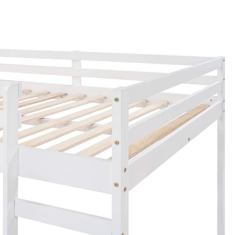 Multifunctional Full Size Loft Bed with Slide, White