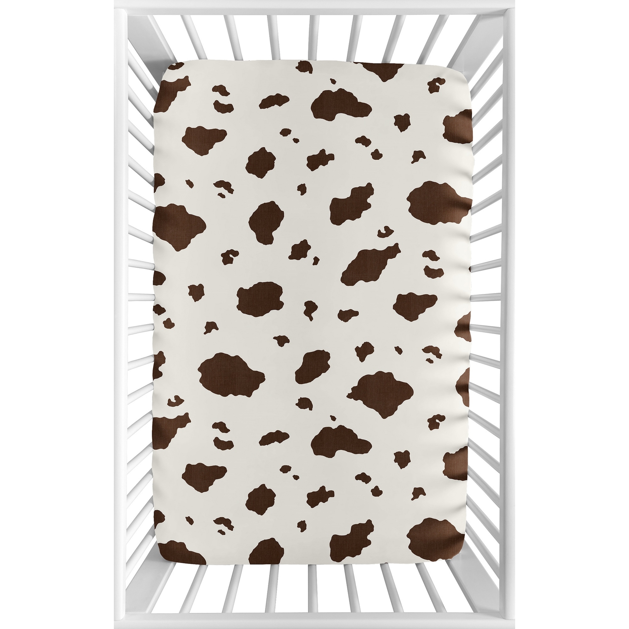 Sweet Jojo Designs Cow Print Girl Boy Gender Neutral Fitted Mini Portable Crib Sheet Brown Vintage Animal Print Western Retro