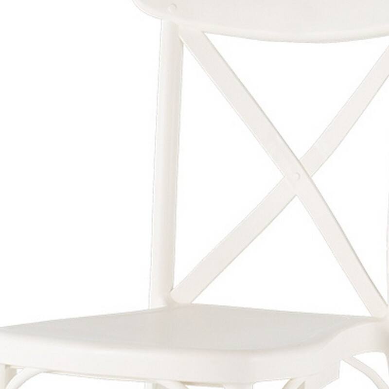 HomeRoots Set of Two White Heavy Duty Plastic Outdoor Stacking Dining Chairs