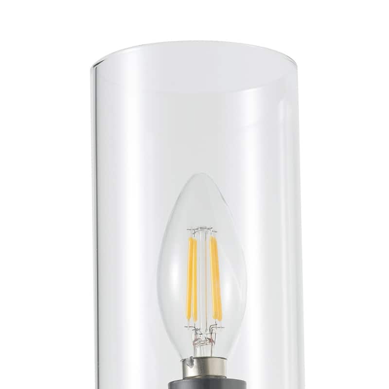 Farmhouse Matte Black 1-Light Candle Wall Sconce with Cylinder Glass Shades