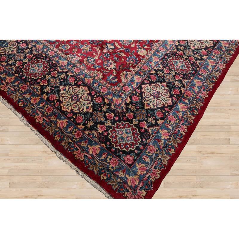 Hand Knotted Burgundy Persian Wool Traditional Oriental Area Rug - 13' x 18' 8''