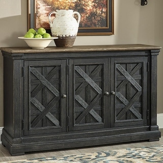 Tyler Creek Lattice Black/Grey Oak Plank Dining Room Server