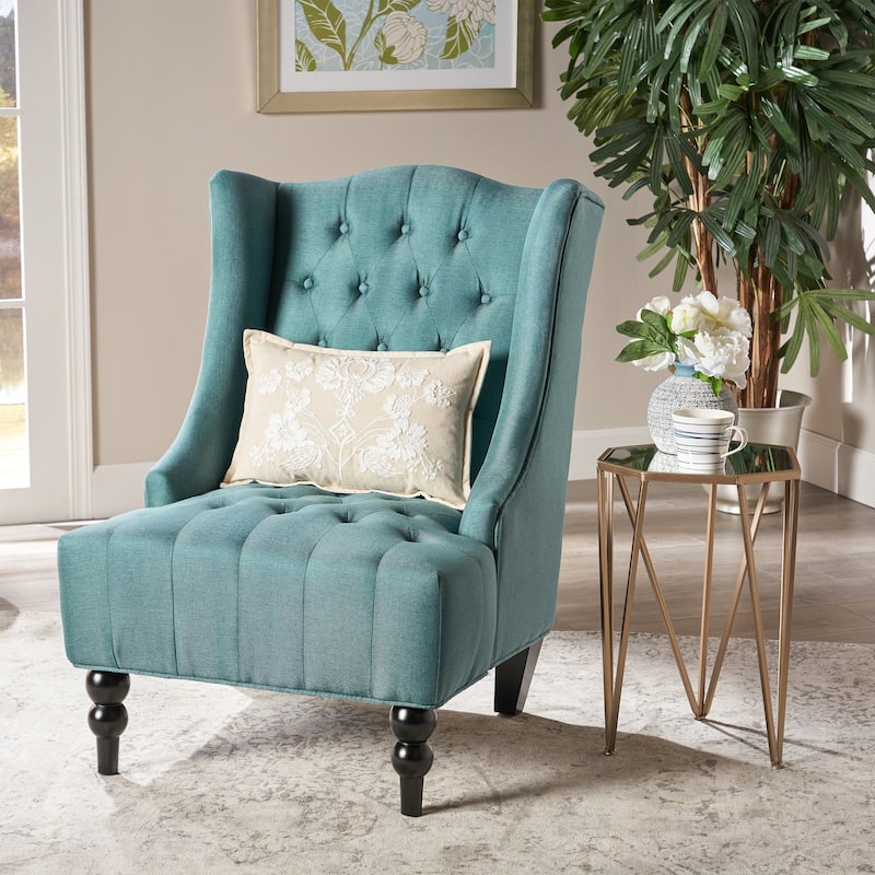 Upholstered Wingback Chair - Teal