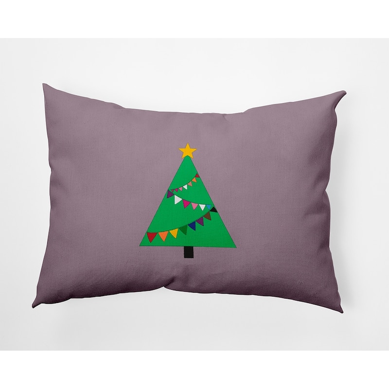 Pride Garland Christmas Tree Indoor/Outdoor Throw Pillow - 14" x 20" - Light Purple