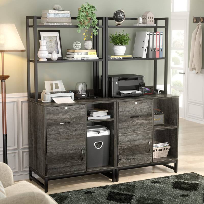 Hutch Sideboard Buffet Storage File Cabinet with USB Ports