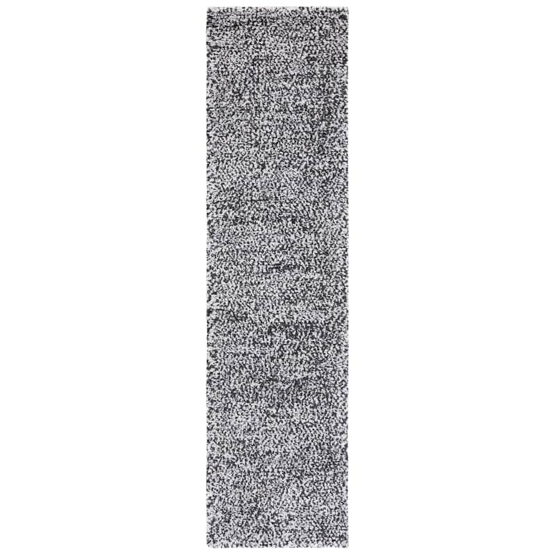 SAFAVIEH Handmade Ortanta Shag Bibeta Wool Rug - 2'3" x 8' Runner - Ivory/Black