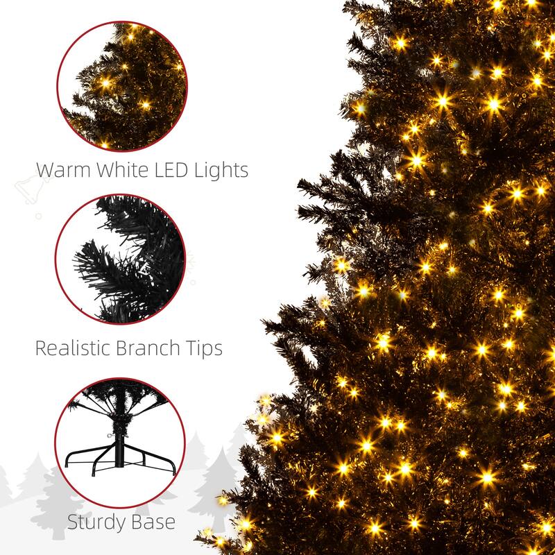 7.5-Foot Artificial Christmas Tree with 500 Warm White LED Lights and 1346 Branch Tips - 47.25" Dia x 88.5" H