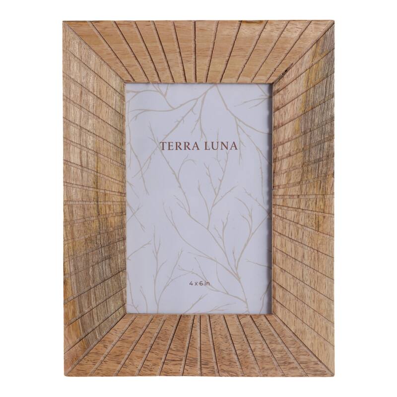 Wood Glass Picture Frame Carved Texture for Home Display - 4x6" Brown - Brown - 8.5" x 6.5" x 0.5"