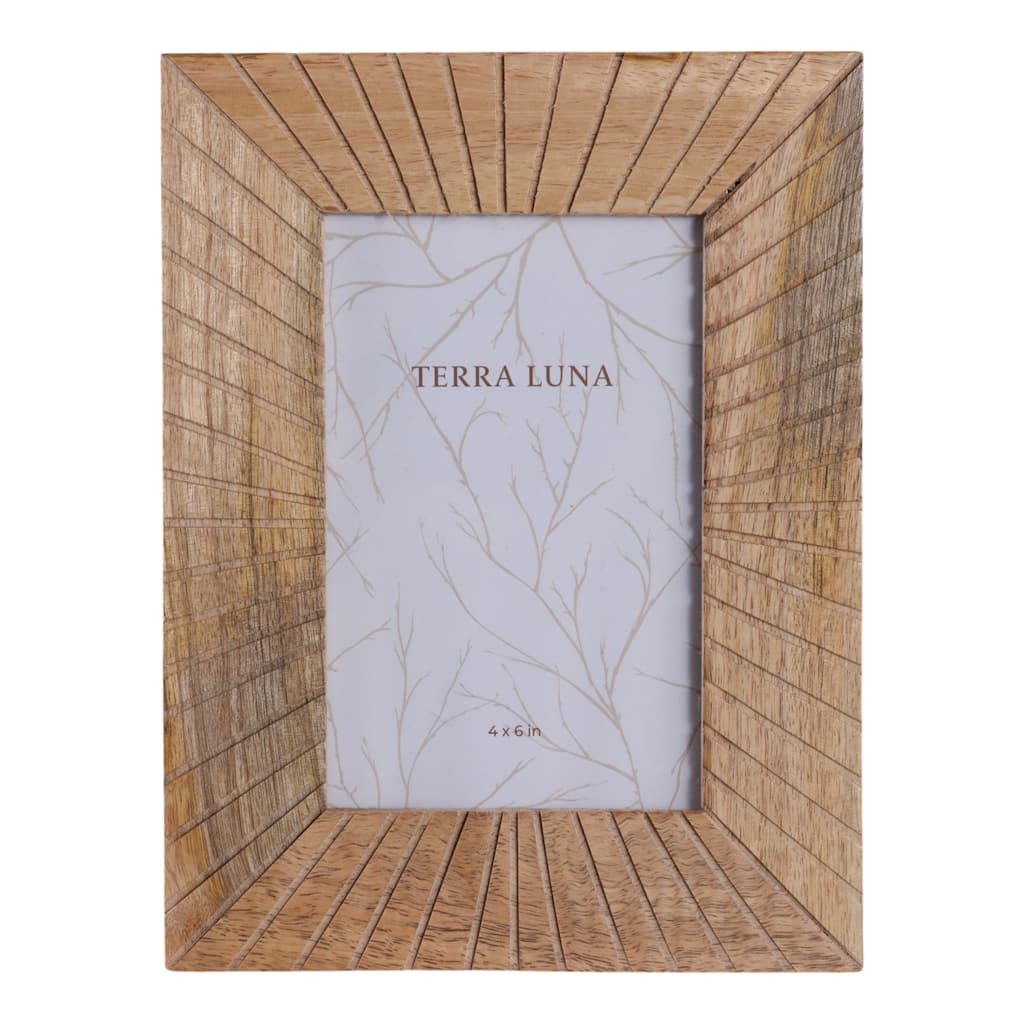 Wood Glass Picture Frame Carved Texture for Home Display - 4x6" Brown