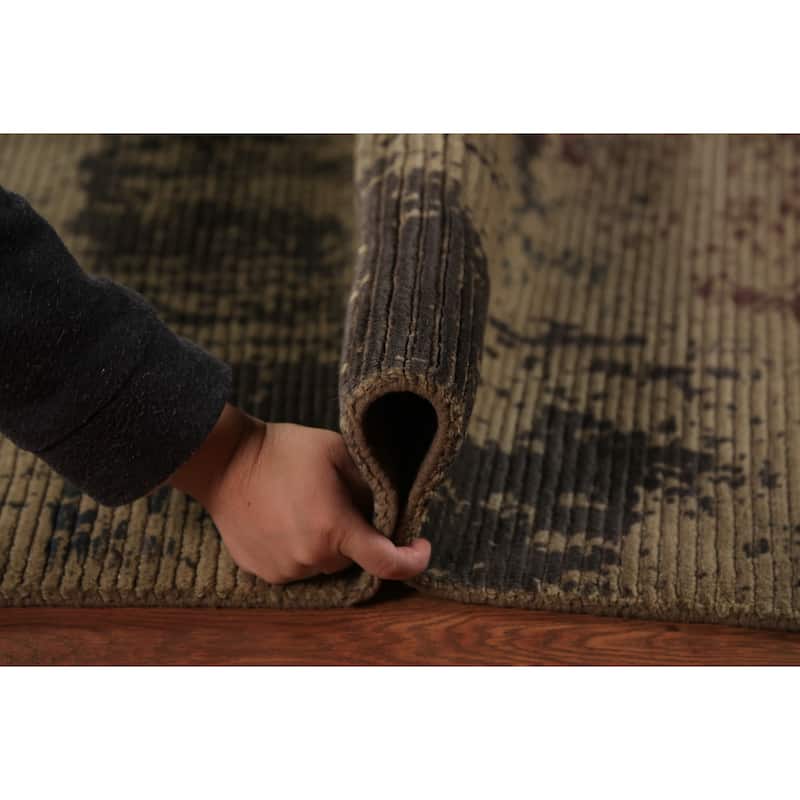 Handmande Abstract Indian Area Rug Handmade Wool Carpet - 7'10"x 9'10"