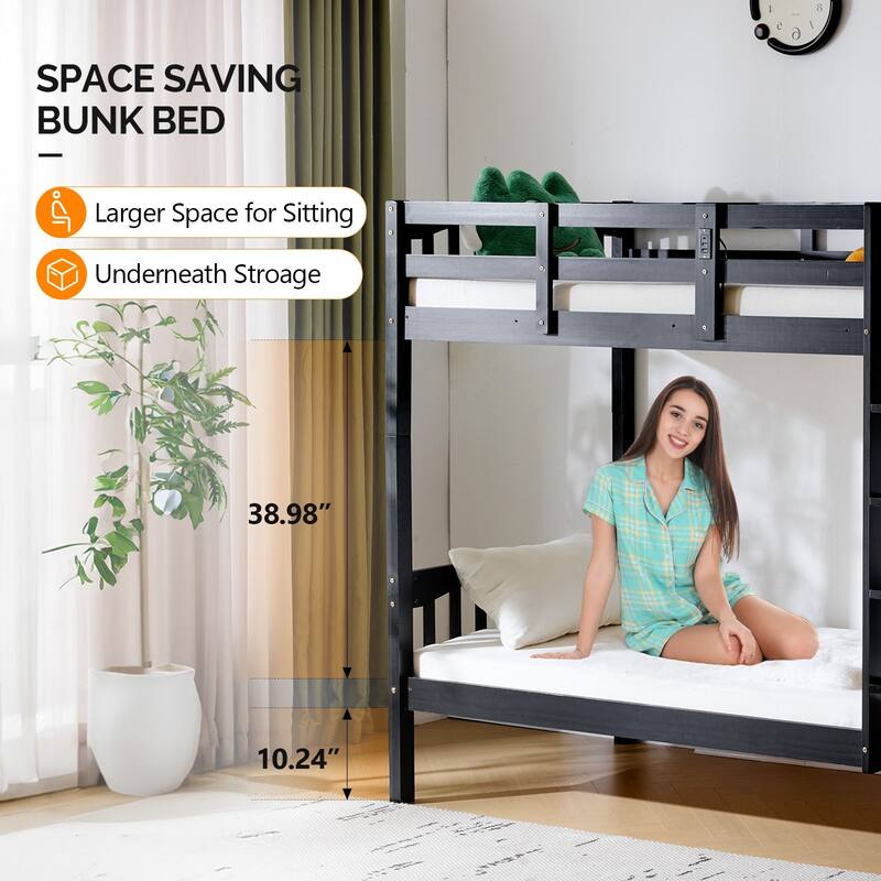 Twin Bunk Bed with RGB LED Strip and Charging Station