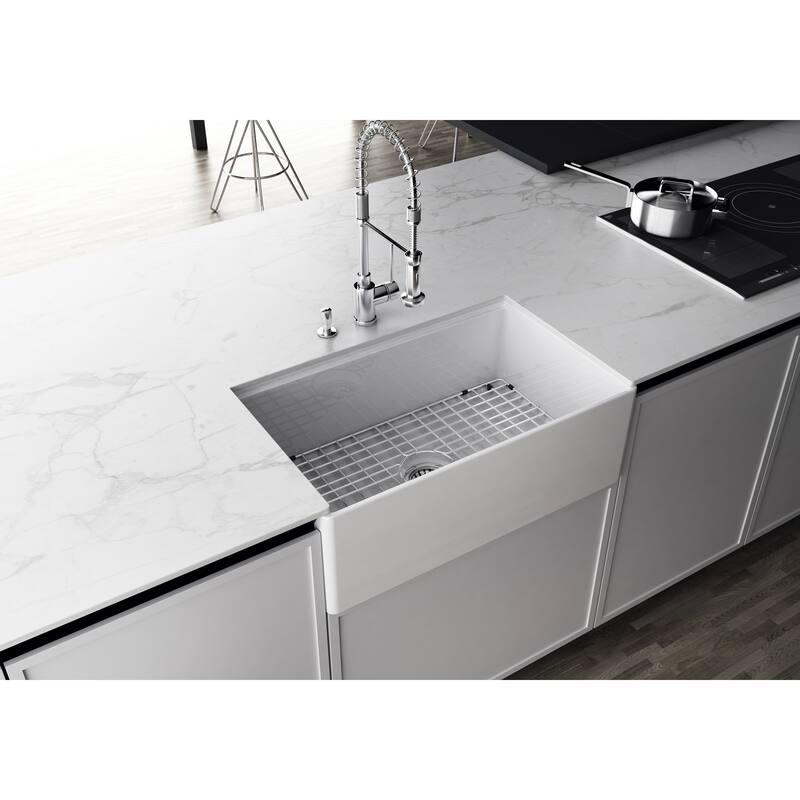 Devon 30 in. Fireclay Workstation Reversible Farmhouse Kitchen Sink
