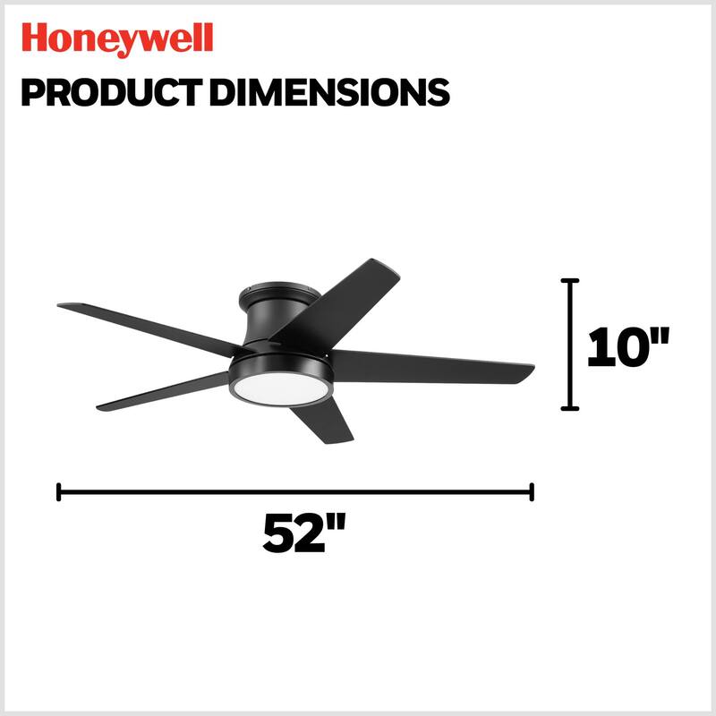 52" Honeywell Tynesdale Contemporary Ceiling Fan with Color Changing Light, Remote Control - 52 Inches
