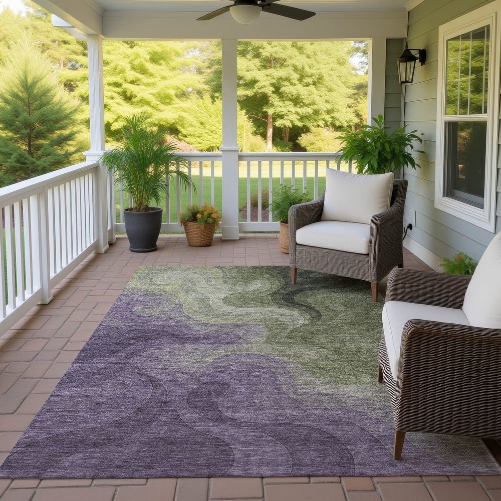 Machine Washable Indoor/ Outdoor Modern Dejuan Chantille Rug