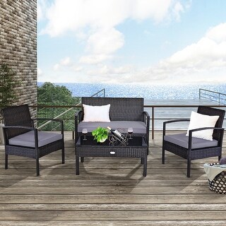 Shop the-Hom Aria 6-piece Grey Wicker Patio Set - Overstock - 10033955