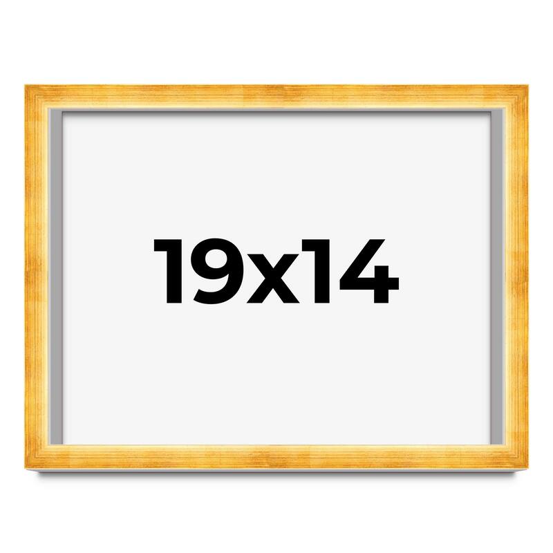 19x14 Shadow Box Frame Gold | 1.625 Inches Deep Real Wood Traditional