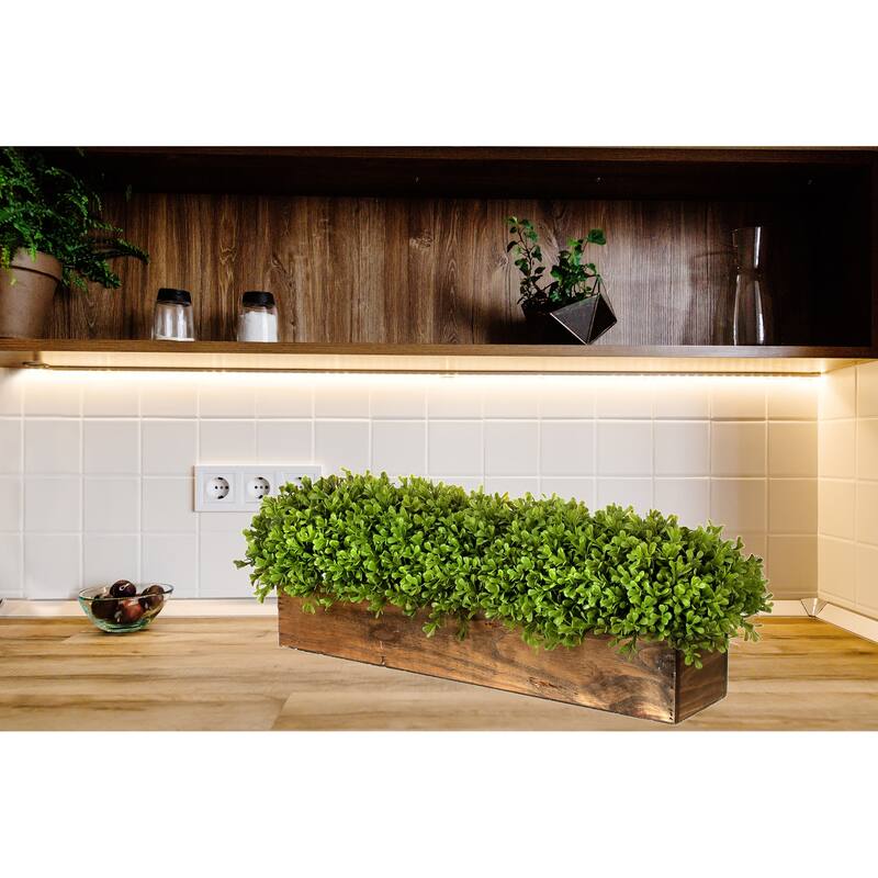 Plastic Spring Boxwood Rect Centerpiece N Wood 26" - 24"