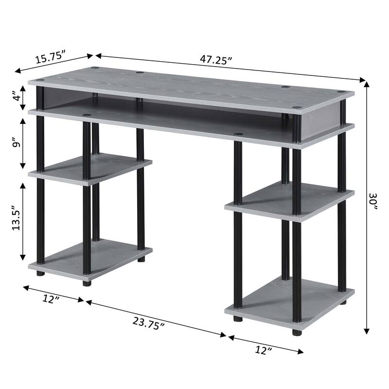 Convenience Concepts Designs2Go No Tools Student Desk with Shelves