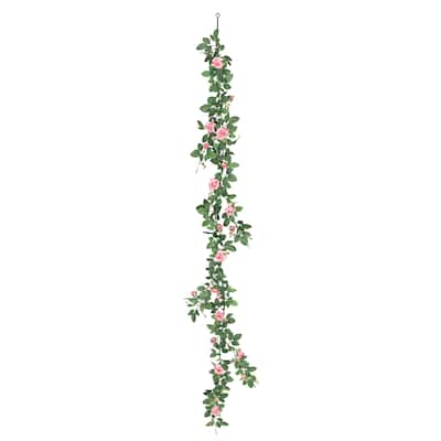 Pnk Artificial Tea Rose Flower Garland Hanging Vine 6ft - 72" L x 6" W x 3" DP