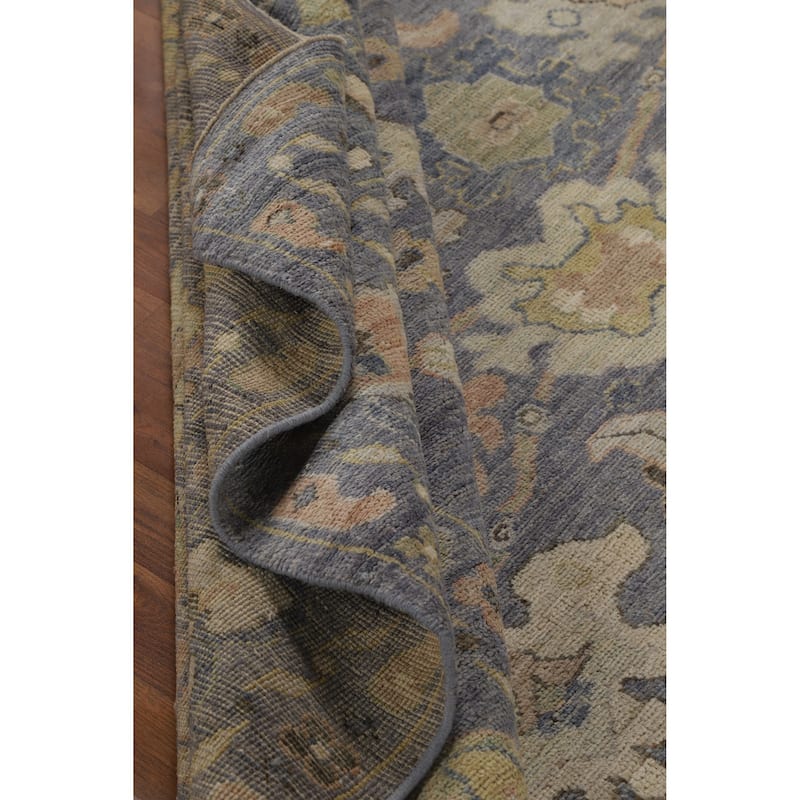 Hand Knotted Oriental 100% Wool Carpet Transitional All-Over Navy Blue & Blues Oushak Area Rug - 10' 3'' X 8' 0''