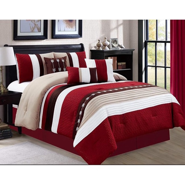 DCP Bedding Comforter Sets 7 PCS Oversized Strip Bed in Bag Luxury,Spice King 
