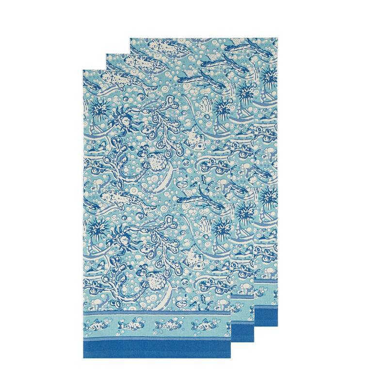 La Mer Aqua Tea Towels 20x30 - Set of 3