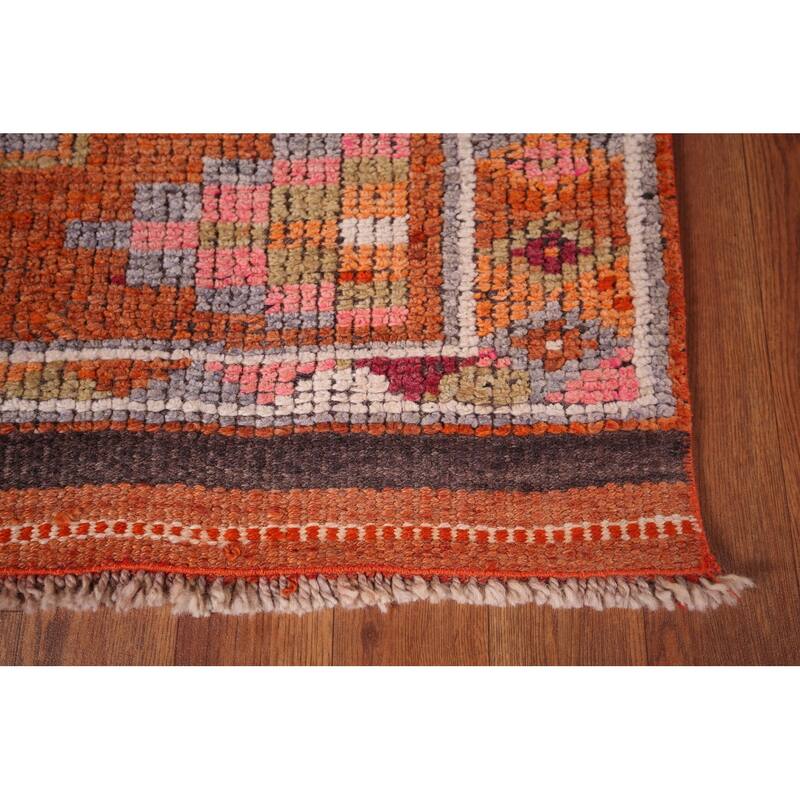 Oushak Turkish Vintage Runner Rug Hand-Knotted Foyer Wool Carpet - 2'11"x 12'10"