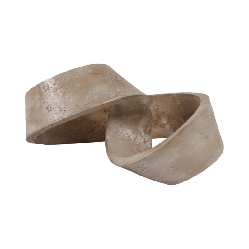 Resin Decorative Object Spiral Ribbon Design Modern Accent - 7" Tan - 11.5" x 6.5" x 7"