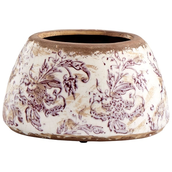 Cyan Design 09074 English Garden 8" Diameter Terracotta Planter - White Crackle