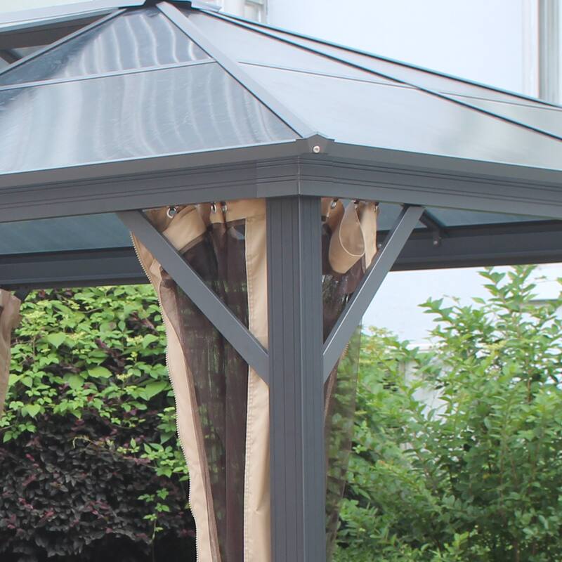 10' x 12' Hardtop Gazebo Canopy with Polycarbonate Roof, Top Vent and