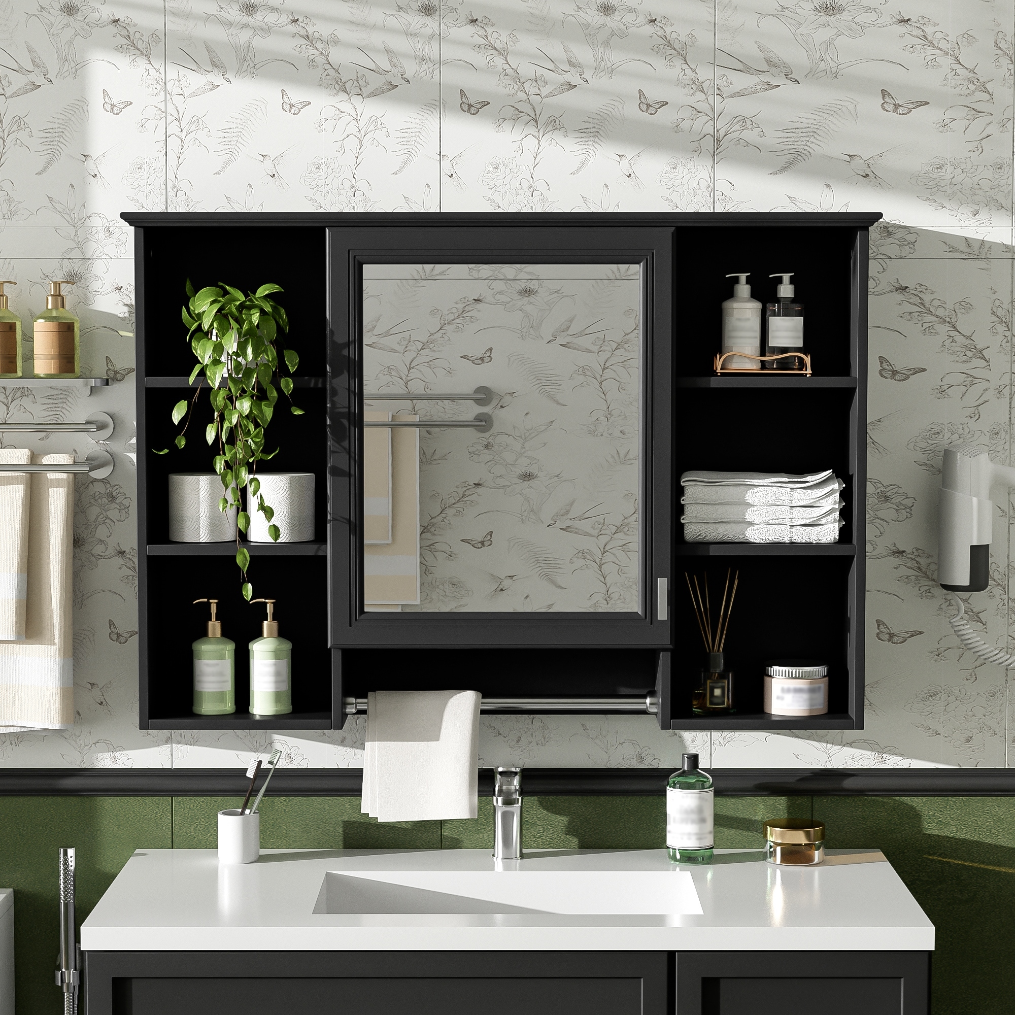 Roomfitters 42 Inch 3-in-1 Wall Mount Medicine Cabinet, Mirror Storage with Adjustable Shelf & Soft Close Doors