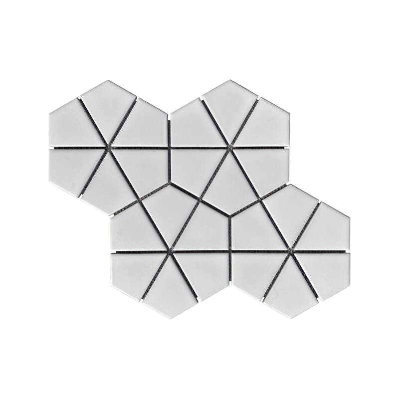 Porcelain Mosaic Tiles - White Diamond Mosaic Tiles - Case (10 Sheets) - White