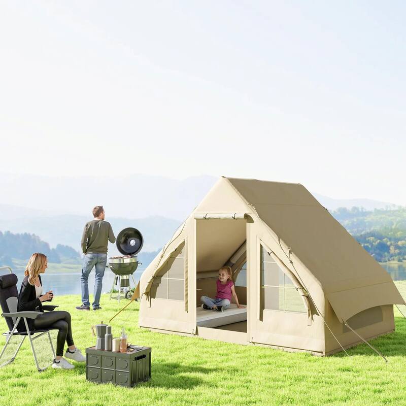 Inflatable Camping Tent with Hand Pump, Waterproof and Windproof