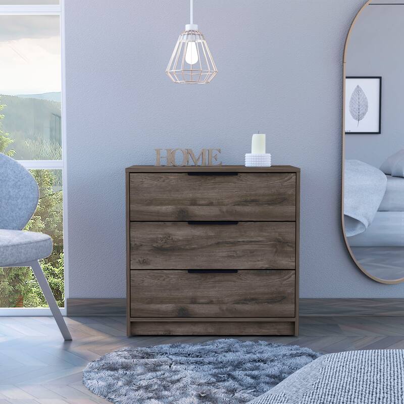 FM Furniture Washington 3 Drawer Dresser with Metal Handles