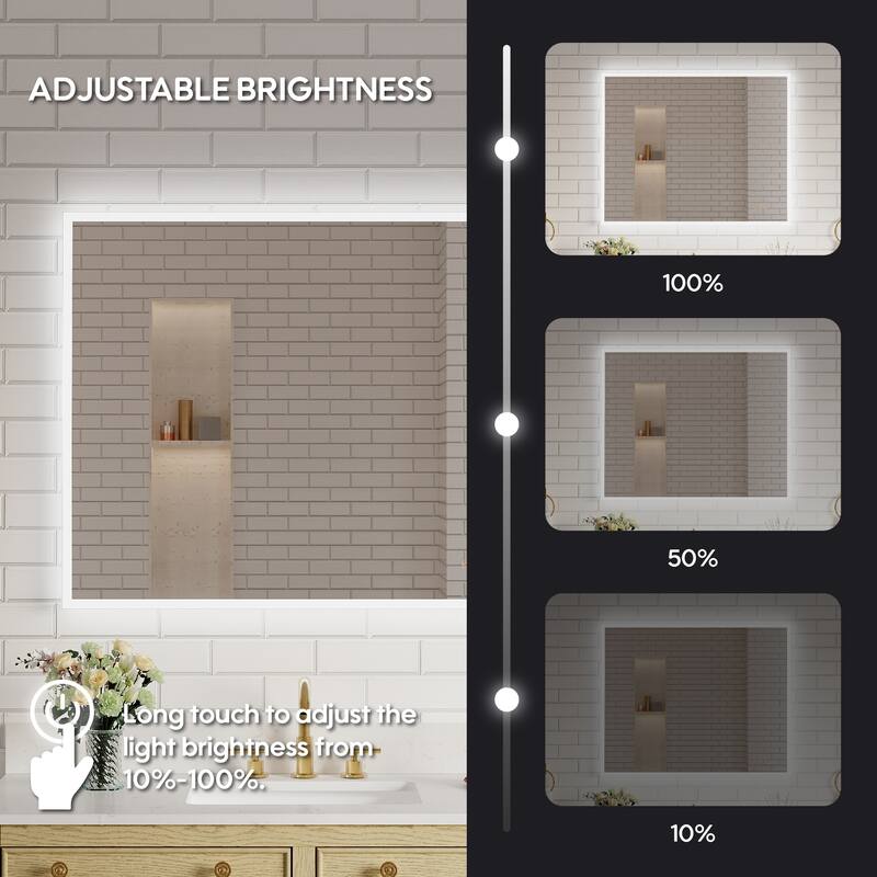 Modern Wall Mounted LED Bathroom Frontlit/Backlit Mirror With PMMA Diffuser