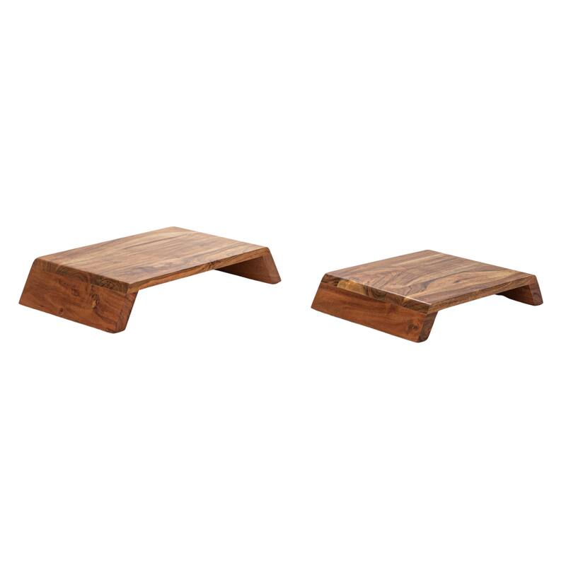 Acacia Wood Nesting Pedestals - 17.0"L x 10.0"W x 3.0"H - 17.0"L x 10.0"W x 3.0"H