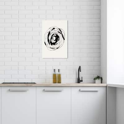 Wynwood Studio Canvas Abstract Round and Round Black and Antique White Modern & Contemporary Wall Art Canvas Print