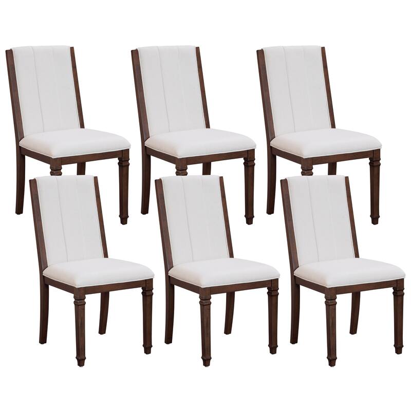 Farmhouse Dining Chair and Bench Set, Solid Wood Upholstered Armless Chair and Dining Bench with Turned Legs