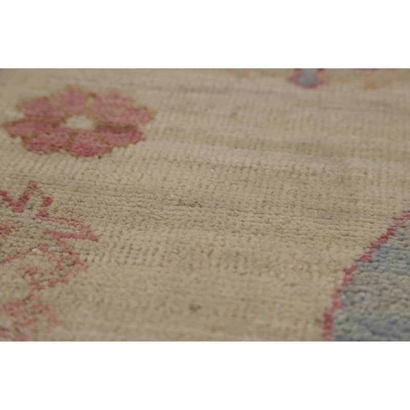 Hand Knotted Oriental 100% Wool Carpet Transitional All-Over Beige & Ivories Oushak Area Rug - 9' 9'' X 8' 1''