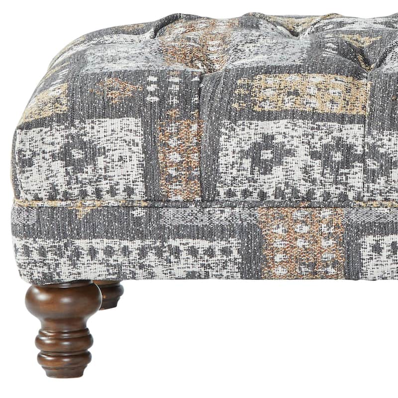 Roundhill Furniture Charbilia Fabric Tufted Cocktail Ottoman