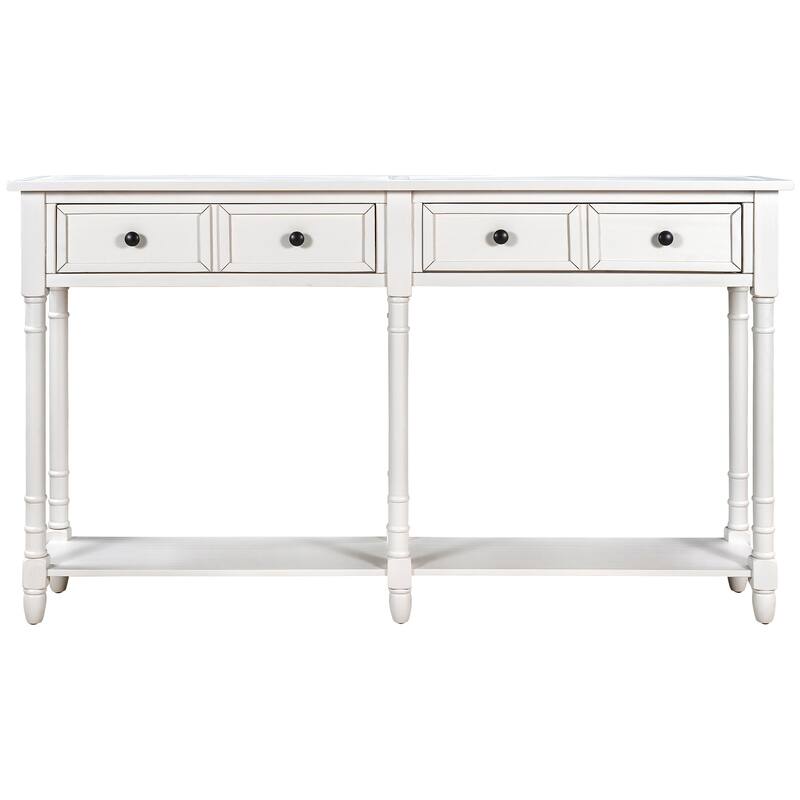 Console Table Sofa Table with Two Storage Drawers and Bottom Shelf for Living Room, Entryway