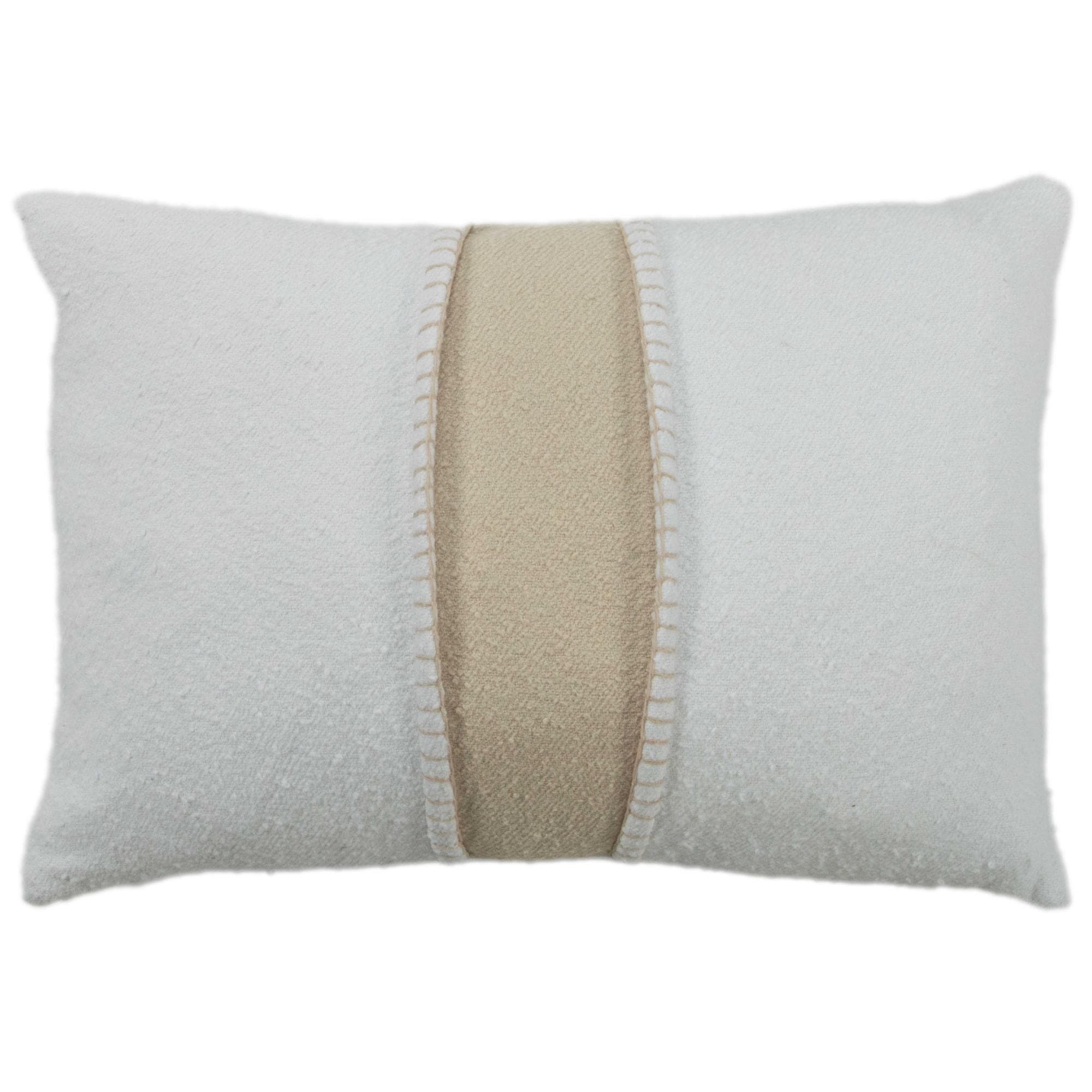 Rizzy Collection Beige and Ivory Stripe Modern Lumbar Throw Pillow