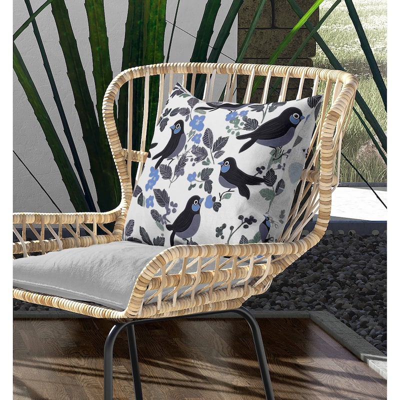 Sweet Tweets Indoor/Outdoor Reversible Throw Pillow Gray and Green