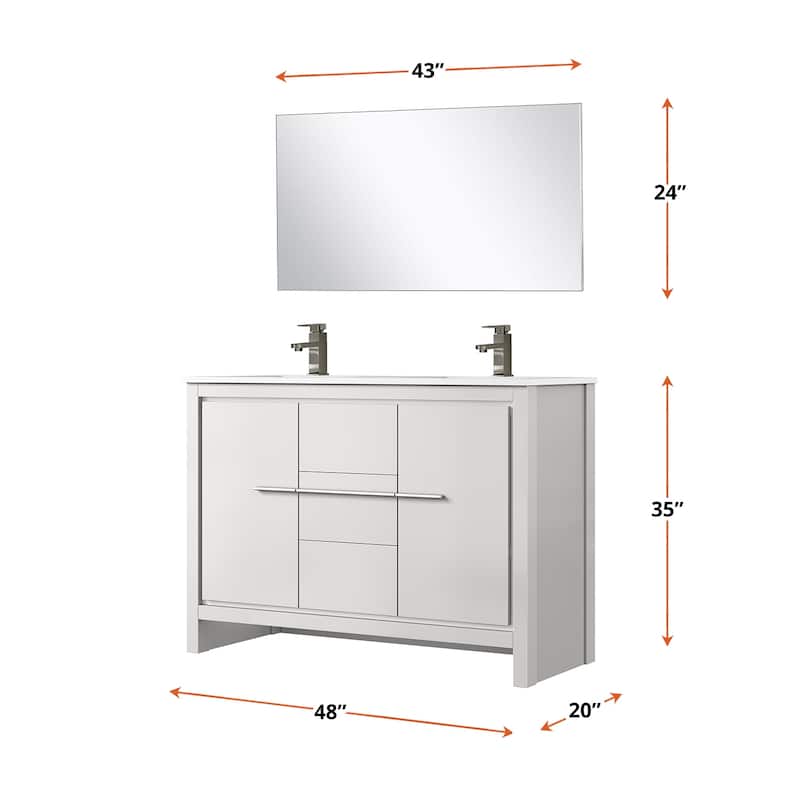 Lafarre Bath Vanity with Quartz Top, Sink, Mirror and Chrome Faucet