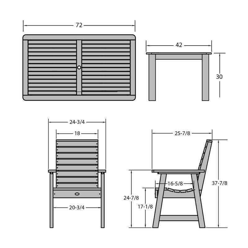 Weatherly 7-piece Outdoor Dining Set - 42" x 72" Table, Dining-height