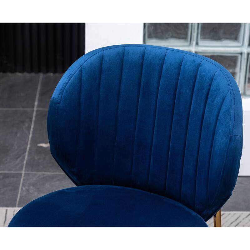 3-Piece Dining Set with 2 Blue Velvet Chairs and Round Dining Table