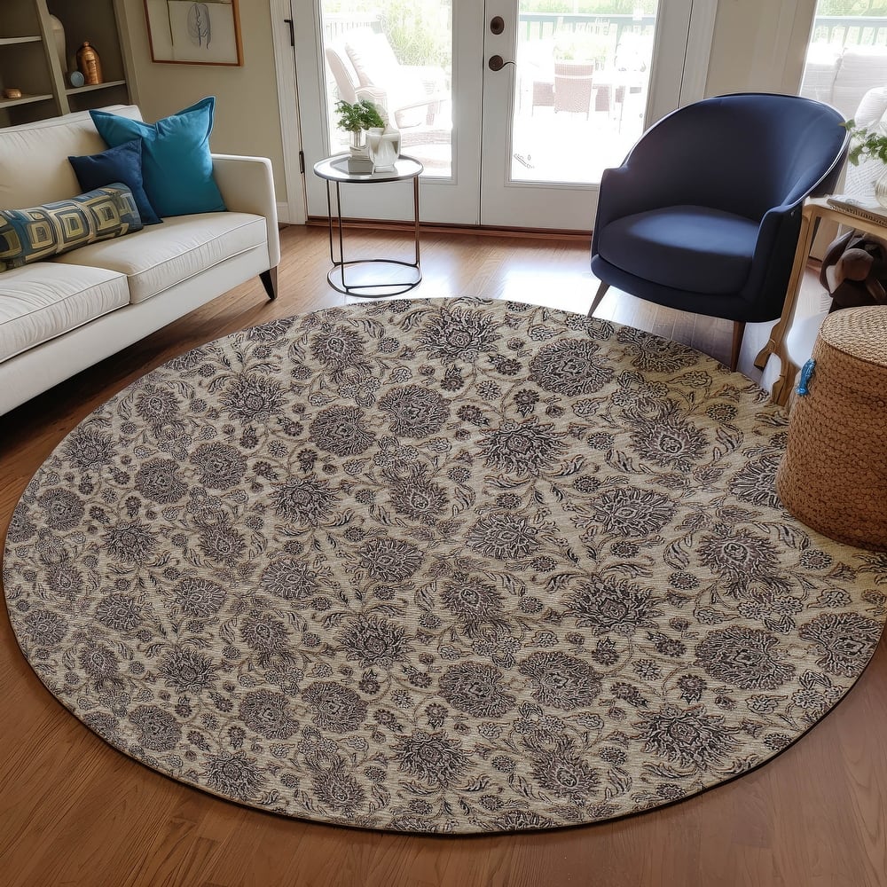 Machine Washable Indoor/ Outdoor Chantille Traditional Floral Rug