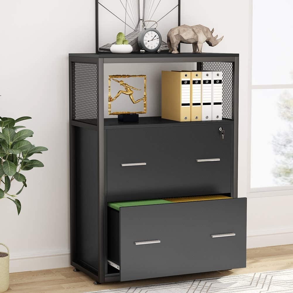 2 Drawer Lateral File Cabinet with Lock, Filing Cabinet Printer
